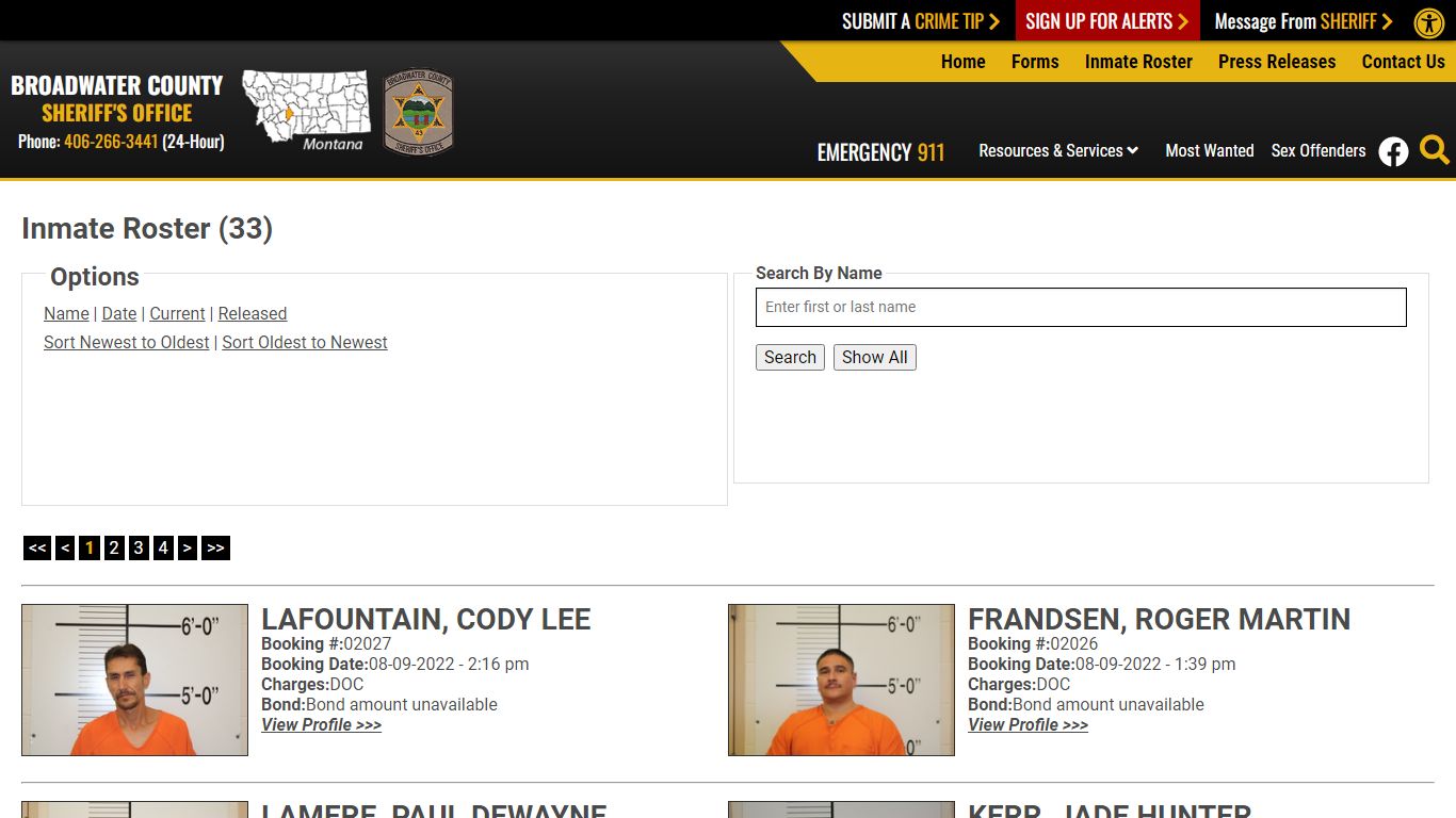 Inmate Roster - Broadwater County Sheriff