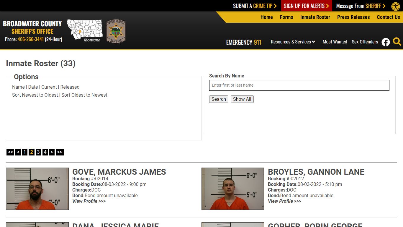 Inmate Roster - Broadwater County Sheriff